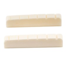 Musiclily 2Pcs 43mm Flat Bottom Pre Slotted 6 String Electric Guitar Bone Nut