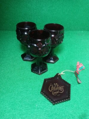Lot of 3 Avon Ruby Red Cape Cod Collection Wine Glasses