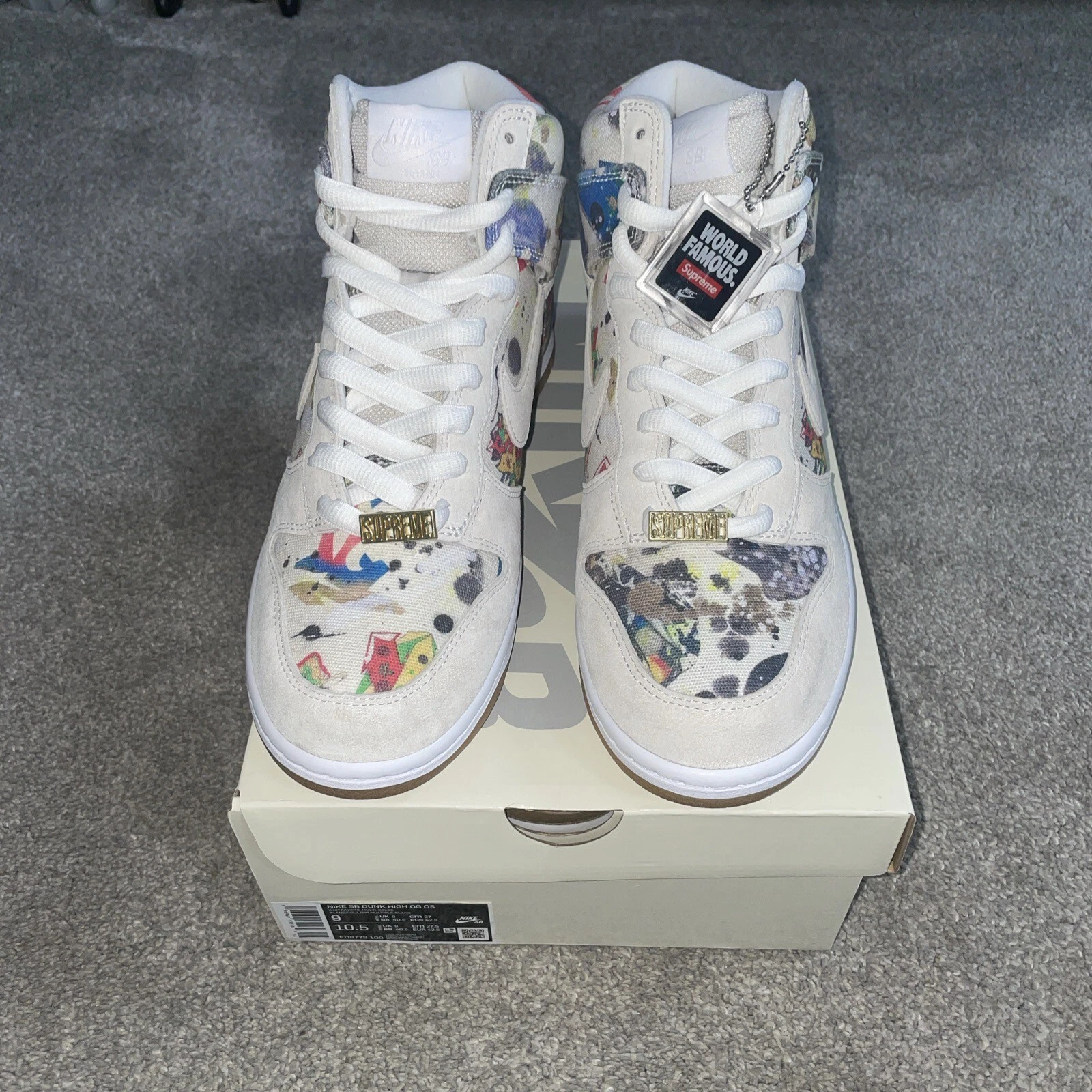 NIKE SB X SUPREME DUNK HIGH RAMMELLZEE UK 8 / US 9 FLAMBANT NEUF 100 % AUTHENTIQUE