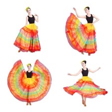 Womens Ballroom Twirling Long Skirt Belly Dance Skirt Flamenco Dance Skirt