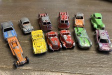Vintage Tootsietoy Diecast Car Lot 12 Play Worn w/ 2 Fire Trucks