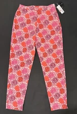 NWT Madison Studio Women's Pink Floral High Waist Pants Tropical Size 12 28x29.5
