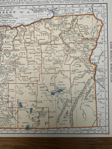 Antique 1937 Rand-McNally Map Of Oregon 13”x10.5” Atlas - Picture 3 of 6