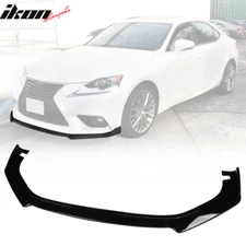 Fits 14-16 Lexus IS Base Front Bumper Lip Spoiler Gloss Black Splitter 3PC Trim