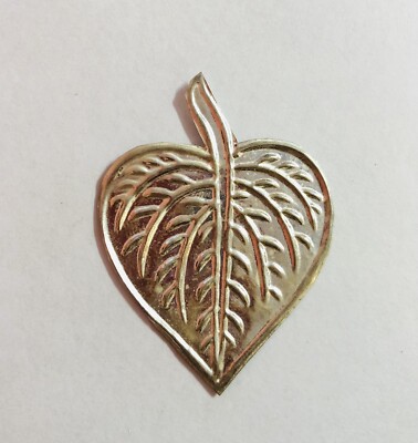 925 Pure Silver Hindu Religious Pipal Peepal Sacred Fig Leaf 2.3inch length F/S