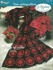 Rings of Fire Afghan Needlecraft Shop Crochet Pattern Leaflet Black and red