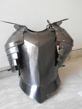 18G Steel Medieval Knight Breastplate Armor Jacket W/Pauldrons Halloween Costume