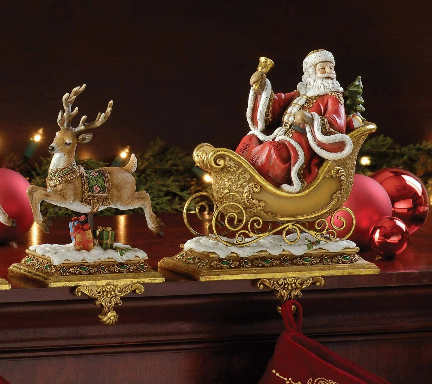 Joseph's Studio Santa Claus and Reindeer Stocking Holder