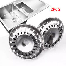 2X Premium Kitchen Sink Strainer Replacement Waste Plug Basin Drain Filter Steel
