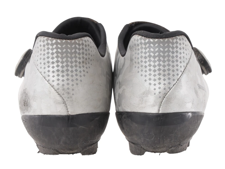 Zapatos de bicicleta de montaña de carbono Shimano SH-RX800 UE 43 EE. UU. Hombres 8,9 plateados 2 pernos BOA Foto 4 de 4