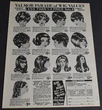 1970 Print Ad Valmor Hair Styles Chicago IL Wigs art Beauty Fashion Style ladies