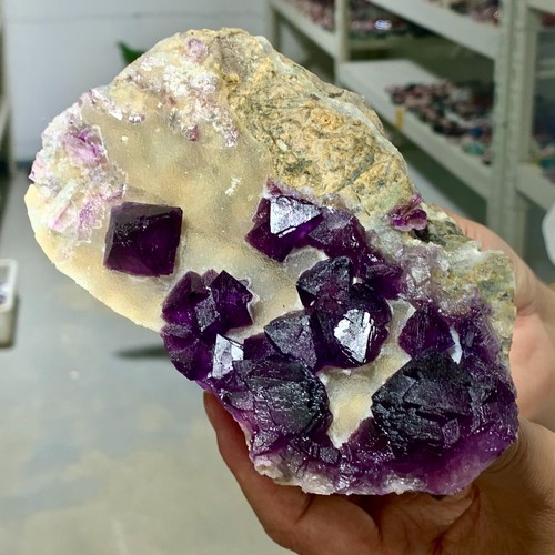 1.51LB Rare natural transparent purple cubic fluorite crystal sample/China - Picture 11 of 17