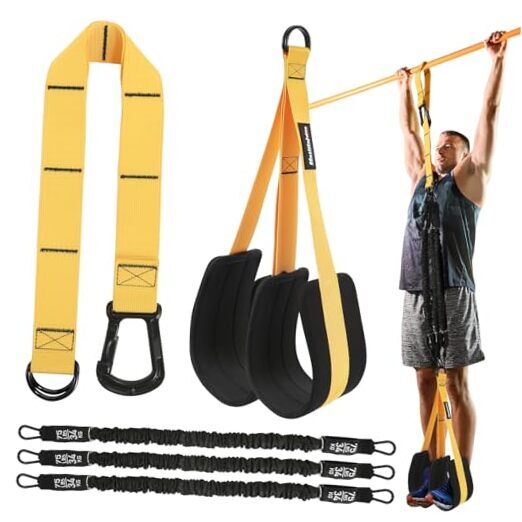 Adjustable Pull Up Assistance Bands with Fabric Feet Mats for Strength