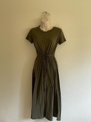 Olive Green Summer Midi Dress XS | eBay