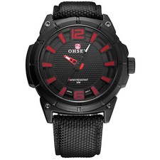 OHSEN Fashion Casual Men Quartz Watch Sports Canvas Leather Strap Gift