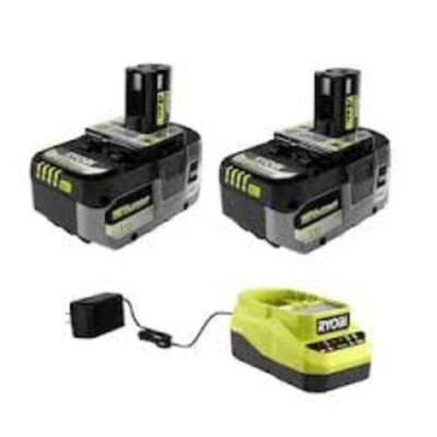 RYOBI ONE PLUS PBP005 Lithium-Ion Battery (2 Pack)and Charger Kit LED Fuel Gauge