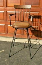 Frontgate Kitchen Barstool BAR 30" Seat Height Iron Leather Wicker Chair Stool