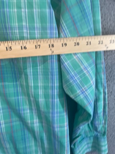 Roundtree & Yorke Mens Large- Blue Plaid No Iron Dress Shirt - Picture 3 of 7