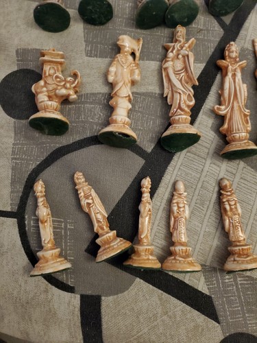 Vintage glasierte Porzellan Keramik Schachstücke. Vermisster 1 weißer Ritter - Bild 7 von 7