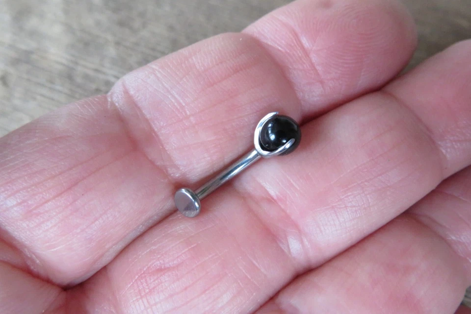 Anillo vientre minimalista implante ELI obsidiana negra 100 % titanio Ti6Al4V VCH Foto 2 de 4