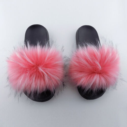 Faux Fur Slides Fuzzy Fluffy Slippers Flat Soft Sandals Open Toe - US Seller - Picture 24 of 32