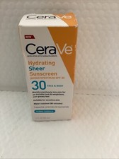 CeraVe Hydrating Mineral Sunscreen SPF30 for Face Body 3oz Exp2/25