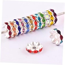 Rhinestone Beads for Pen Making Bulk 100pcs Multicolor Wave 12mm Spacer Mixed