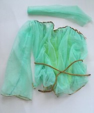 Aqua Green Flowy Ballerina Off The Shoulder Gold Sequin Trim Dance Costume