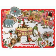 Schylling  CURIOUS GEORGE PEG PUZZLE  Let's Go To The Circus  NEW