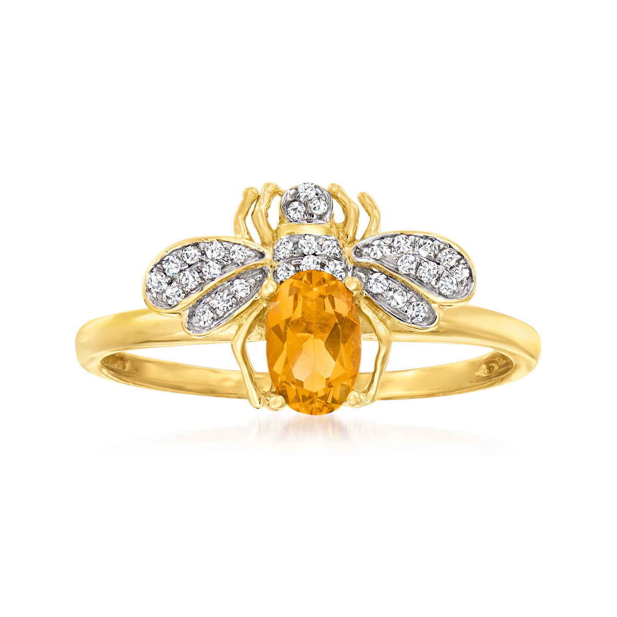 0.40 Carat Citrine and .10 ct. t.w. Diamond Bumblebee Ring in 14kt