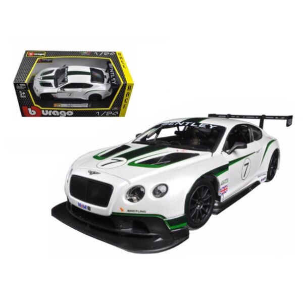 Bentley CONTINENTAL Gt3 White #7 1/24 Diecast Car Model by Bburago 28008 for sale online | eBay