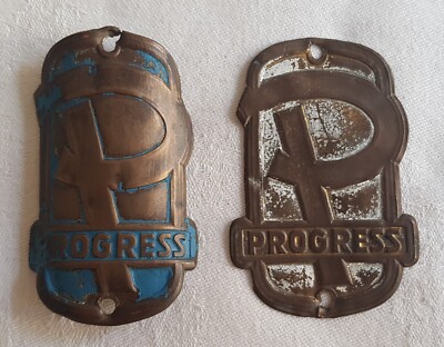 2x altes Steuerkopfschild Progress Fahrrad Emblem