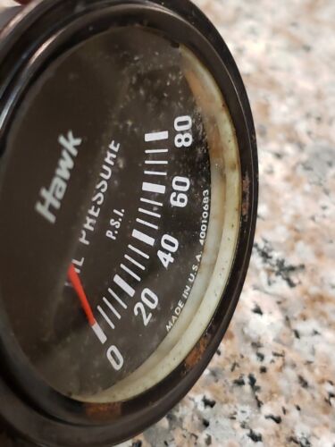 Hawk Oil Pressure Gauge 0-80 Psi Vintage Untested!! FOR Parts!!! - Picture 2 of 12