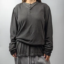 Transit Par Such Asymmetric Layered Dyed Distressed Sweatshirt Top Blouse M-L