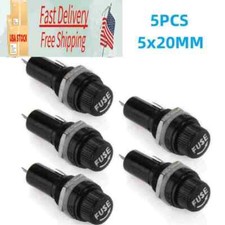 12V 24V DC 5x Panel Mounted Screw Glass Fuse Holder Black 5x20mm Car/Truck/Boat
