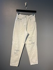 Women's Vintage Straight Leg stefano jeans Size 8 White Acid Washed 80s Mom Jean