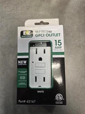 = EZ Electrical Self Testing GFCI Outlet 15 AMP White Part  62167 Slim Design