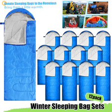 12Pack Camping Sleeping Bag Bulk for Adults Homeless 4 Seasons Cold Warm Weather