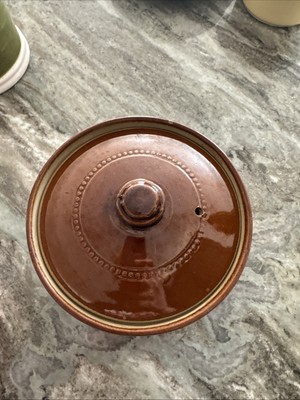 Pearson of Chesterfield Brown Casserole Oven Pot Lidded Handle 1810 England Mint