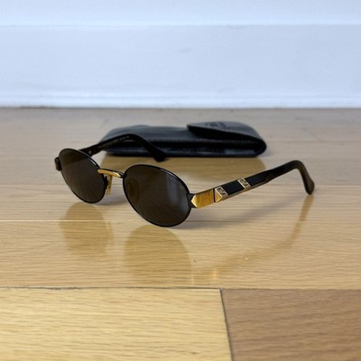 Vintage Gianfranco Ferre Gold Tone Oval Sunglasses 250/S Black 52/19/135