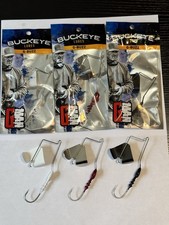3) Buckeye G-MAN 3/8oz GBUZZ Bait White-White/Blade Red-Nickel Blade/Black-Black