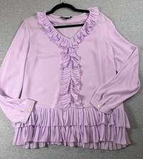 Banana Republic light lavender semi sheer ruffle v neck top size M FLAW SKU 194