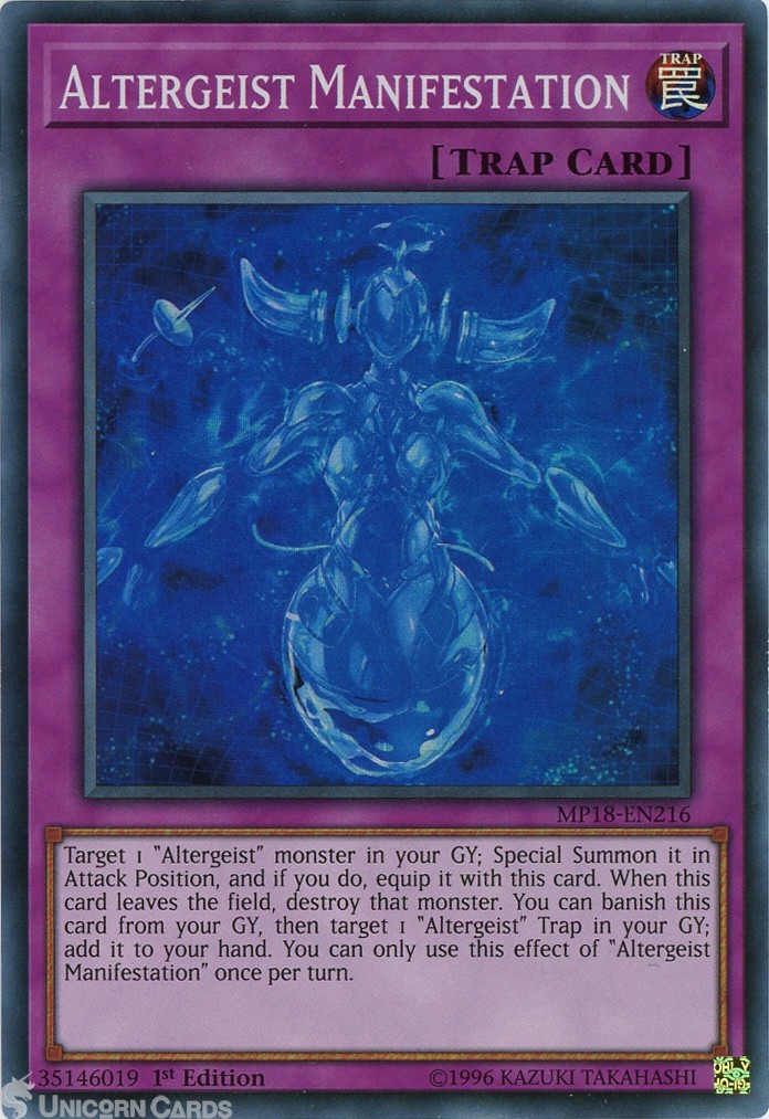 MP18-EN216 Altergeist Manifestation Super Rare 1st Edition Mint YuGiOh Card