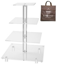 Jusalpha&reg; Large 4 Tier Square 4 With Rod Feet, Tall Version, Clear