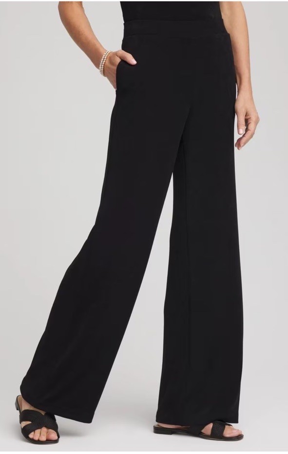 Chico’s Travelers Wide Leg Pocket Pants Black Size 1R Medium Size 8 NWT Stretch