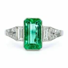 Art Deco 4.20 Ct Natural Green Emerald Vintage Wedding Ring 925 Sterling Silver