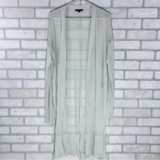 Lafayette 148 New York Lyocell Silk Blend Open Front Long Gray Cardigan Size XL