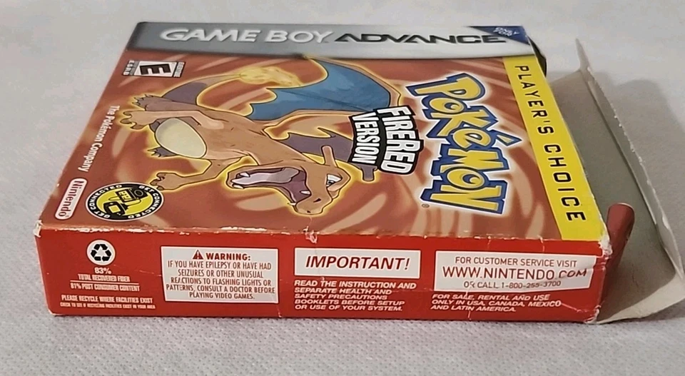 GBA Pokémon Fire Red Version Player's Choice 2004 CIB Authentic with All Inserts - Image 4 of 4