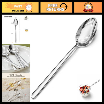 24-Piece Stainless Steel Teaspoon Set, 6.9-Inch Dessert Spoons for Serving & Bak