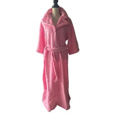 VTG 70s Montgomery Ward Fleece Wrap Robe XL 40-42 Pink Fuzzy Shawl Collar USA